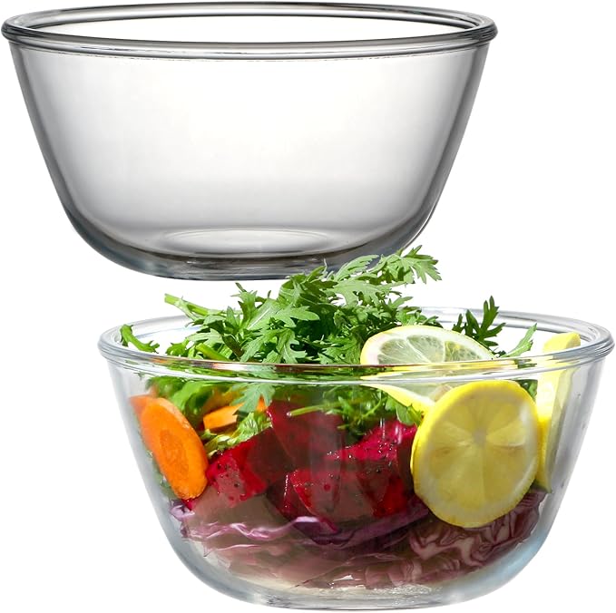 NUTRIUPS Glass Bowls Set Cereal Bowl Glass Salad Bowls Small Bowl for Kitchen (50oz-set of 2)