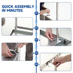 Stainless Steel Table with Wheels, Stainless Table for Prep & Work, 24x30x35 Inch Commercial NSF Metal Table for Restaurant Kitchen Hotel Garage