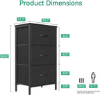 AODK Small Dresser for Bedroom Nightstand with 3 Storage Drawers, Black | Chest of Drawers End Table for Living Room, Closet Dresser with 3 Storage Drawers Organizer Clothes