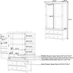 Mirightone 71'' Kitchen Pantry Storage Cabinet, Freestanding Cupboard with 7 Drawers and 3 Adjustable Shelves, Hutch Bar Cabinet with 8 Door Shelves for Kitchen, Living Room, Dining Room, White