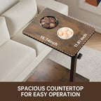 Side Table Sofa Tray for Couch with Rolling Wheels, TV Tray Table with 360°Rotatable Adjustable Height, C Shaped End Table for Living Room, Office, Bedroom