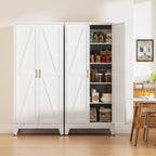 71" Tall Metal Pantry Cabinet, Kitchen Storage Cabinet with 2 Doors and 4 Adjustable Shelves for Kitchen, Living Room, Dining Room, Bathroom and Home, Office (White, 1PC)