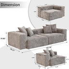 Sectional Couches for Living Room,102inch Cloud Couch Modular Sectional Sofa,Modern Corduroy Couch Love Seat,Cushion Covers Removable& Washable (Brown)