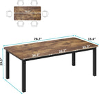 78.7" Industrial Dining Table for 6-8, Vintage Kitchen Table with Sturdy Metal Frame, Rectangular Dinner Tables for Kitchen, Dining Room, Living Room