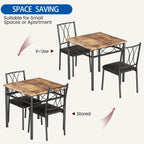 GAOMON 3-Piece Dining Table Set for 2, Square Space-Saving Kitchen Table & 2 Upholstered Chairs for 2, Compact Apartment Kitchen & Dining Room Set Furniture for Small Spaces, Rustic Brown