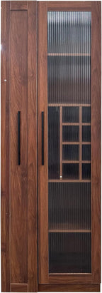 ZeHuoGe Kitchen Pantry Cabinet with Multi-Functional Pull-Out Multi-Tier Storage Shelf,Farmhouse Storage Cabinet with Glass Doors,Pantry Organizers for Kitchen, bar Cabinet,Dining Room