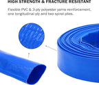 DAVCO 1.5" x 100 ft Pool Backwash Hose, Heavy Duty Reinforced Blue PVC Lay Flat Water Discharge Pump Hoses For Swimming Drain Pools and Clean Filters,with 1 Clamp