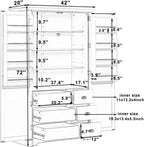 LUMISOL Kitchen Pantry with Drawers, 72" Tall Freestanding Cupboard Storage Cabinets with Door Shelves & Pull-Out Trays, Dining Storage Cabinet Cupboard with Adjustable Shelves, for Dining Room, Blue