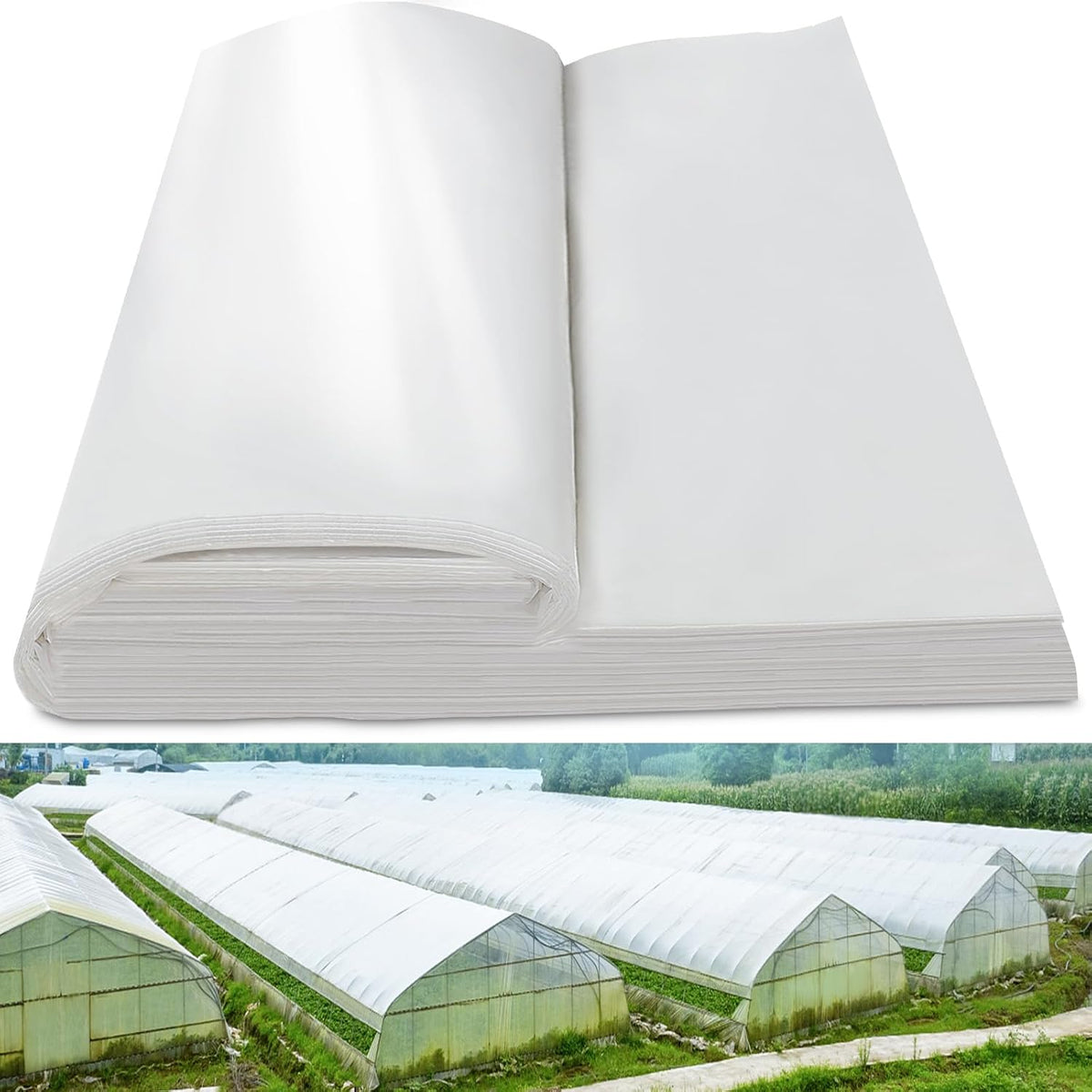 24x50 FT Clear Greenhouse Film Plastic Sheeting, Greenhouse Polyethylene Plastic Film 6 mil Thickness Replacement Cover, UV Resistant, Plant Covers Freeze Protection for Windproof Frost& Dust Proof