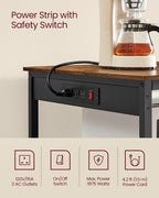VASAGLE Kitchen Island with 3 Shelves, Storage Cabinet, Steel Structure | Kitchen Shelf with Large Wooden Worktop, 47.2 Inches Width, Rustic Brown and Matte Black, BARNET Collection UKKI101K01