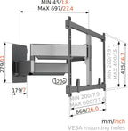Vogel's TVM 5855 Full-Motion Ultra Strong TV Wall Mount for Large and Heavy TVs up to 100 inches and 165 lbs, Swivels up to 120°, Max. VESA 600x400, Universally Compatible