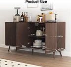 59" Buffet Cabinet with Storage, Modern Kitchen Buffet Sideboard with 4 Doors, Wood Coffee Bar with Adjustable Shelves, Kitchen Storage Cabinet with Adjustable Legs for Living Room (Walnut)