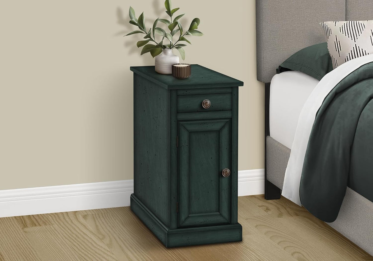 Monarch Specialties I 3992 Accent Table, End, Side Table, Nightstand, Antique Blue Veneer, Traditional