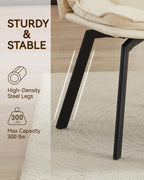 BedsPick 360° Swivel Dining Chair Set of 2 - Faux Leather Upholstered Kitchen Chair, Mid Century Modern Dining Room Chair with Metal Legs for Kithcen/Living Room/Reception/Office, Beige