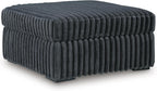 Signature Design by Ashley Midnight-Madness Oversized Ottoman, Gunmetal | 100% polyester jumbo corduroy, 39 in square shape, Firm foam cushion, Living room accent, No assembly required