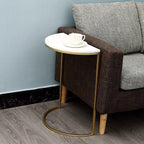Half-End Table for Wall Entryway,Half-Round Side Table,Metal Small Corner Table,Modern Half-Moon End Table,Narrow Accent Table,Pedestal Drink Table,Accent Table,for Living Room(Gold,L15.7in/40cm)