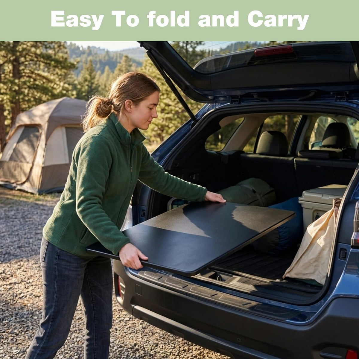 3ft Rectangular Folding Table for All-Occasion, Foldable Table with HDPE Tabletop and Steel Legs, Durable and Stable Small Folding Table, Perfect for Camping, Picnic, Party, Indoor & Outdoor, Black