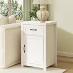 CARPETNAL Night Stand Nightstand with Drawer Storage Bed Side Table End Table Large Modern Wood Wide Bedside Stand Mid Century Night Stands for Bedroom Living Room Sofa Couch Home Office (White)
