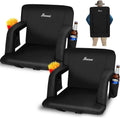 Romswi 2 Pack Wide Backpack Reclining Stadium Seat with Armrests, 6 Adjustable Angle & Hidden Hooks, Bleacher Chair with Padded Backpack Straps & Multiple Pockets for Outdoor (21in)