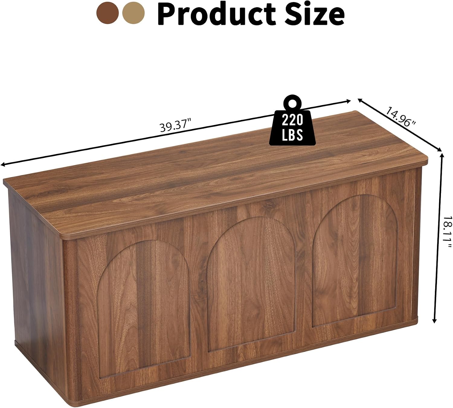 Storage Chest, 43'' Wood Storage Trunk with Flip-Top, Farmhouse Wooden Shoe Storage Bench for Hallway, Bedroom, Living Room, Walnut