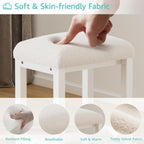 Small Vanity Stool, Cute Vanity Stools with Cushion, White Makeup Vanity Chair for Small Spaces, Living Room, Bedroom, Bathroom, Entryway, Ottoman Foot Rest for Couch Sillas Modern