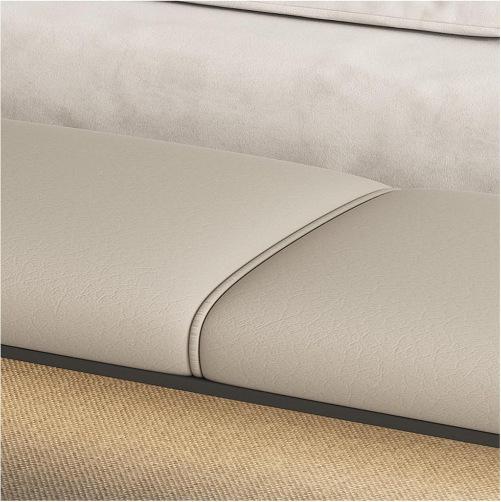 Modern Bedroom Bench Leathers, Upholstered End of Bed with Padded Seat and Metal Legs, Modern Indoor Footrest for Entryway Living Room, Bedrooms Entryway(Beige)