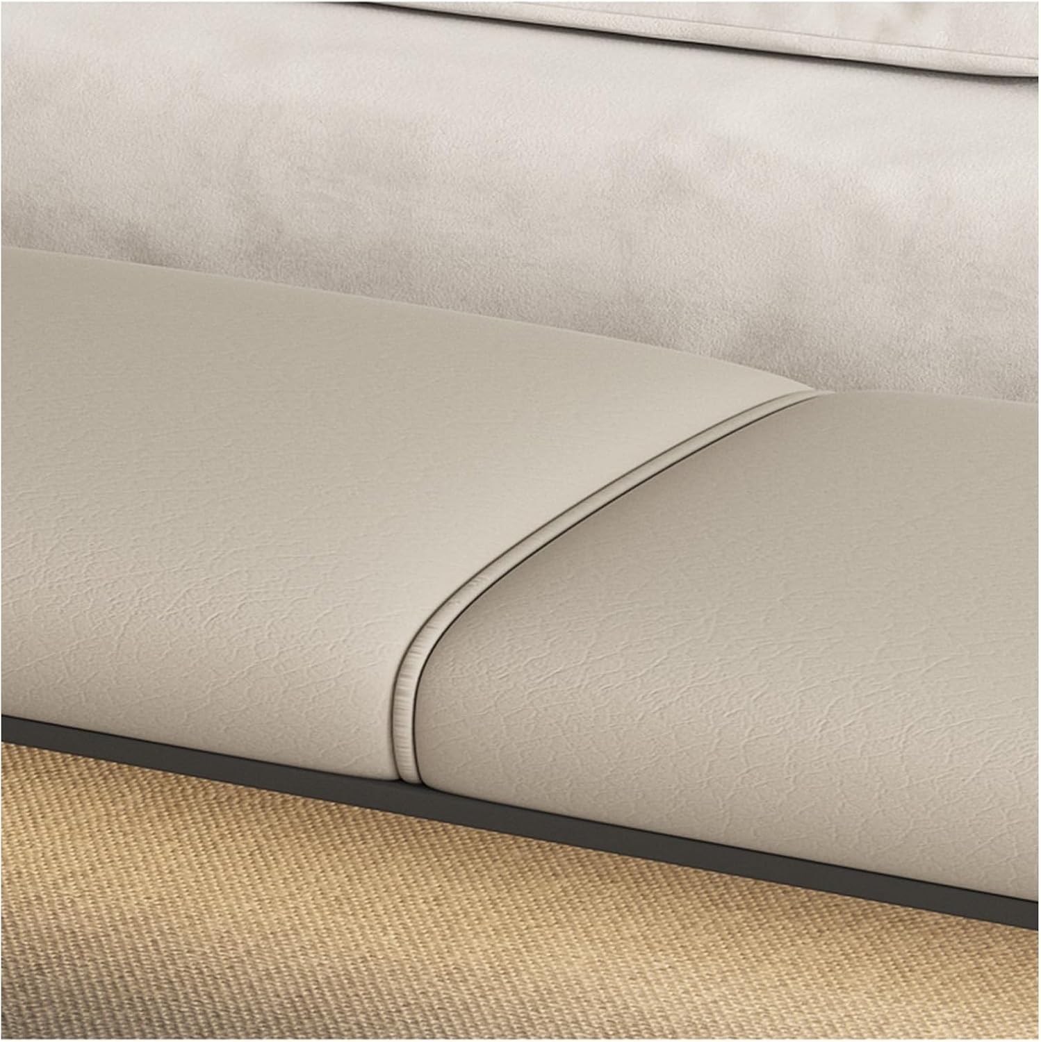 Modern Bedroom Bench Leathers, Upholstered End of Bed with Padded Seat and Metal Legs, Modern Indoor Footrest for Entryway Living Room, Bedrooms Entryway(Beige)