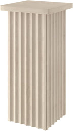 Henn&Hart 11'' Fluted Modern Wooden Square End Table, Ribbed Side Table, Nightstand for Living Room, Office, Family Room, or Bedroom, Alder White