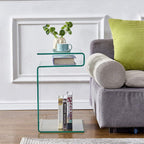 Glass Nightstand,Side Table,S-Shaped End Table for Living Room,Bedside Table for Bedroom (Clear)