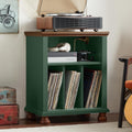 Joaxswe 24" Wide Record Player Stand with Vinyl Record Storage, Green | Mid-Century Record Player Table Up to 200 Albums,Large Wood Turntable Stand Cabinet Dispaly Shelf for Living Room,Bedroom