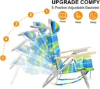 Backpack Beach Chairs for Adults Capacity 300 LBS high 5 Position Beach Chair with Pouch Straps Folding Lightweight Reclining Aluminum Wide Lay Flat Single