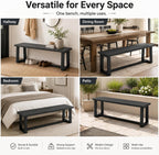 NAFORT Dining Bench, Solid Wood Entryway Bench, Heavy-Duty Outdoor Bench, Modern Dining Table Bench, Bedroom Bench, Living Room Bench, Waterproof Surface, Easy Assembly, Black