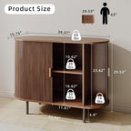 Buffet Sideboard Cabinet with Fluted Sliding Door, 40" Storage Console Table with Adjustable Shelf for Kitchen, Entryway, or Living Room, Modern Accent Coffee Bar, Walnut