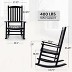 Hupmad Wooden Rocking Chair Outdoor Oversized Porch Rocker Chair,Patio Wooden Rocker with High Back and Armrest,All Weather Rocker Slatted for Backyard,Garden,400 lbs Support,Black