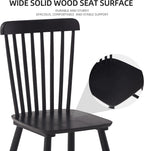 Black Windsor Dining Chairs Set of 6, Solid Wooden Dining Chairs, Spindle Back Dining Room Chairs, Modern Farmhouse Kitchen Chairs for Living Room, Restaurant, Cafe