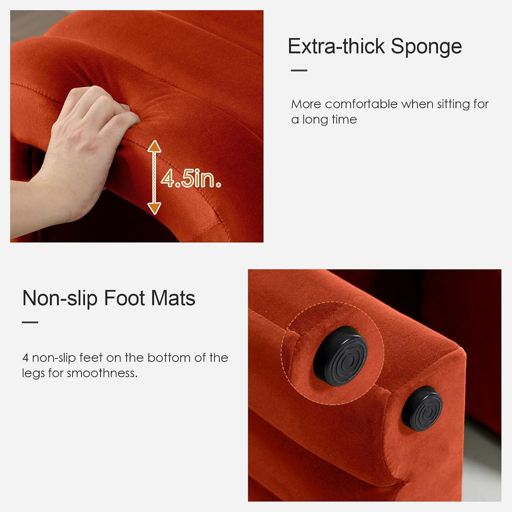 Multi-Functional Ottoman Stool Set of 2, Footrest for Couch, Modern Vanity Stool for Make-up Room, Living Room and Entryway, Small Cute Footstool (Rust Velvet)