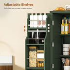 TEENFON 51" H Pantry Cabinet with 4 Doors, Kitchen Cabinet with 6 Door Shelves, Kitchen Pantry for Living Room, Dining Room, Bathroom, Green