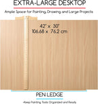 MEEDEN Extra-Large Wood Drafting Table: 42" x 30" Artist Drawing Table Desk - Painting Table with Adjustable Height & Angle - Art Table for Adults with Pencil Ledge for Sketching, Writing, Natural