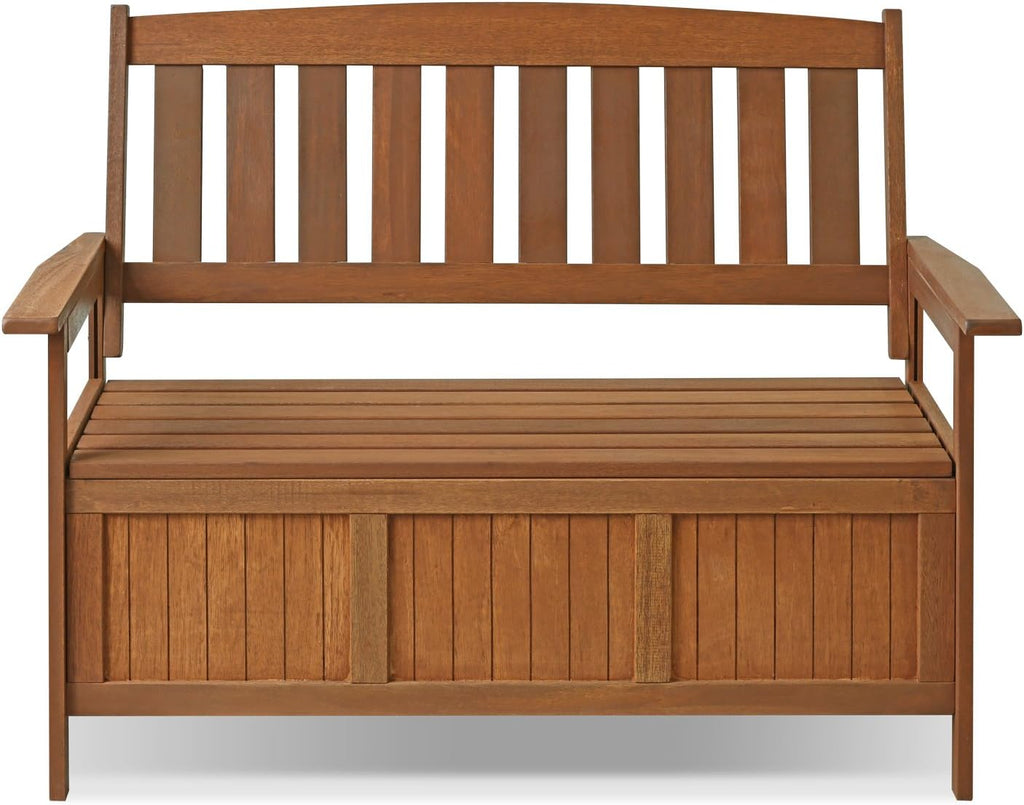 Furinno TIOMAN Outdoor Storage, Kent Storage Bench with Teak Wood, for Patio, Garden, Porch, Natural