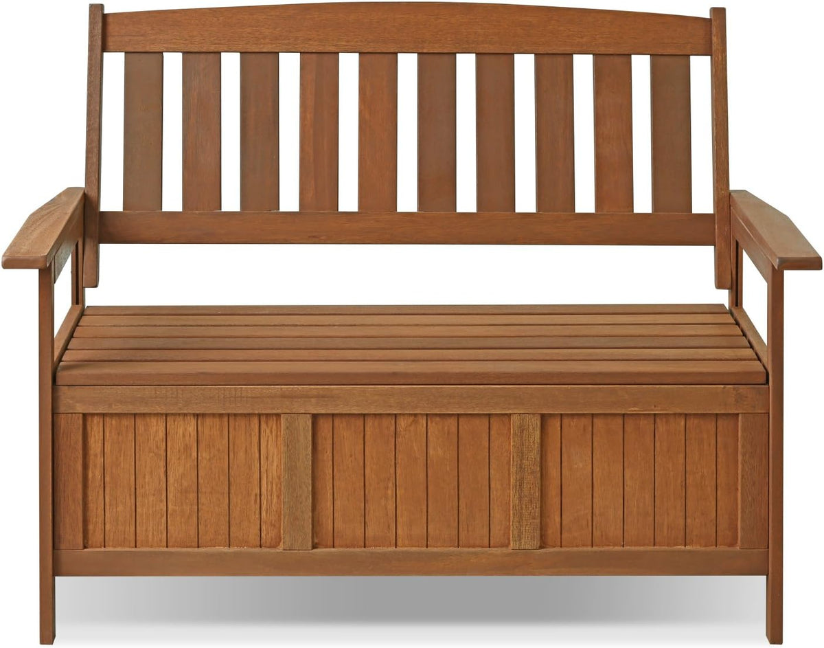 Furinno TIOMAN Outdoor Storage, Kent Storage Bench with Teak Wood, for Patio, Garden, Porch, Natural