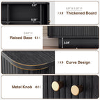 AKMAKM Fluted Shoe Storage Bench, 31" W Small Entryway Bench with Sliding Door, Mud Room Benches with Seat, Upholstered Wooden Rack Organization for Living Room, Apartment, Dorm, Black