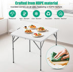 34'' Square Folding Card Table 2 Pcs,Dining Table with Handle & Safety Lock | Fold-in-Half, Portable, Heavy Duty HDPE, Foldable Plastic Table for Camping Picnic Party Event, White