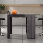 Wenge Kitchen Island with Open Storage - Wood Countertop | Four-shelf open storage design maximizes vertical space for organized storage