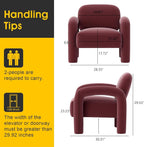Modern Accent Chair, Comfy Velvet Upholstered Armchair, Cozy Vanity Chair Single Sofa, Tufted Barrel Chair Reading Chair for Living Room, Bedrooms, Corner（Red）