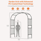 Garden Arch, 94.5’’x59.1’’ Arbor Trellis, Garden Arch Trellis for Climbing Plants Outdoor, Arbor for Flower, Climbing Vine Vegetable, Fruit and Lawn(Black)