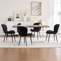 Fabric Dining Chairs Set of 4, Mid Century Modern Kitchen Chairs with Padded Cushion Seat and Metal Legs for Dining Room, Comfy Breathable Upholstered Side Accent Chairs, Black