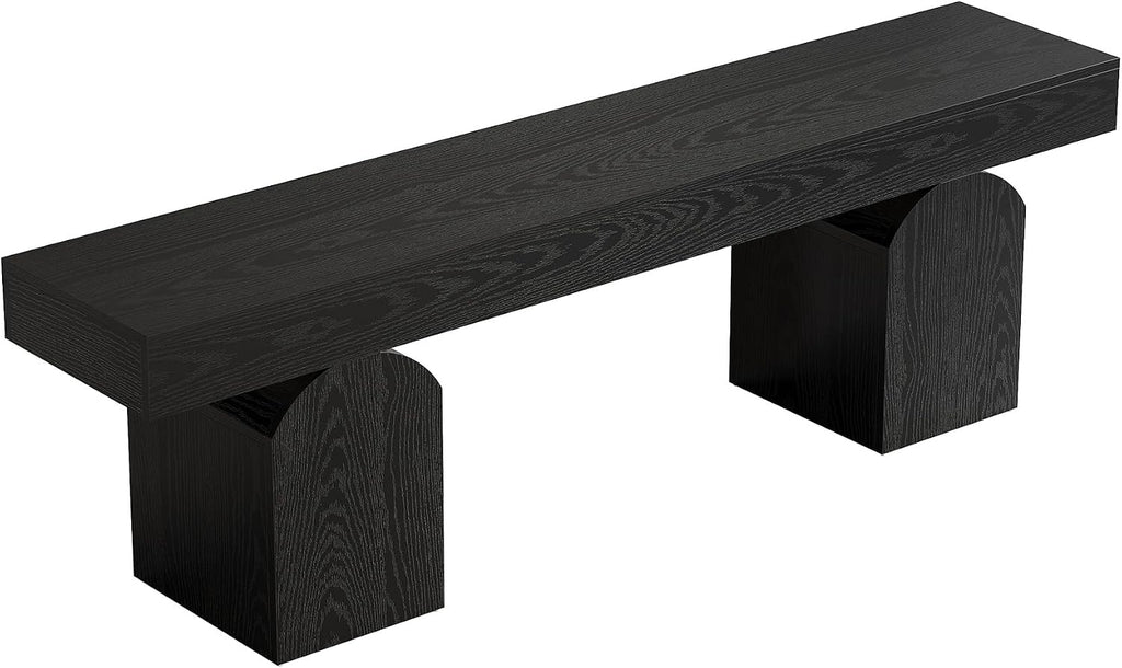 Tribesigns 59" Black Dining Bench for 2 to 3, Modern Dining Table Bench with Arched Base, Extra Long Kitchen Bench Seating for Dining Room, Living Room, Entryway