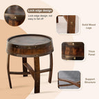 Whiskey Barrel End Table,Round Wood Wine Barrel Side Table Outdoor,Rustic Wine Barrel Bourbon Barrel Coffee Table for Small Spaces,Oak Barrel Decor Furniture for Living Room Bedroom