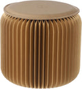 Paper Folding Stool, 12 Inch Kraft Paper Honeycomb Design Stool, 661 Lbs Load Capacity Modern Minimalist Round Seat with PU Cushion for Bedroom, Living Room, Office