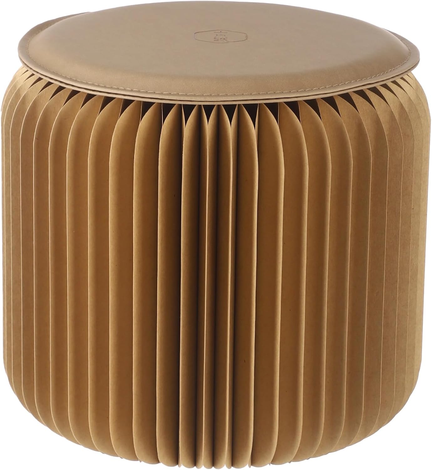 Paper Folding Stool, 12 Inch Kraft Paper Honeycomb Design Stool, 661 Lbs Load Capacity Modern Minimalist Round Seat with PU Cushion for Bedroom, Living Room, Office